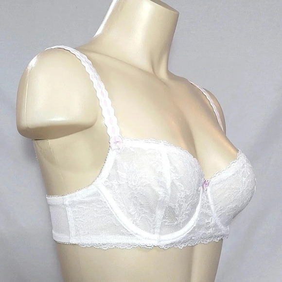 32B Felina 5894 Harlow Sheer Lace Full Bust Underwire  Bra White‎ NWT - Picture 2 of 16
